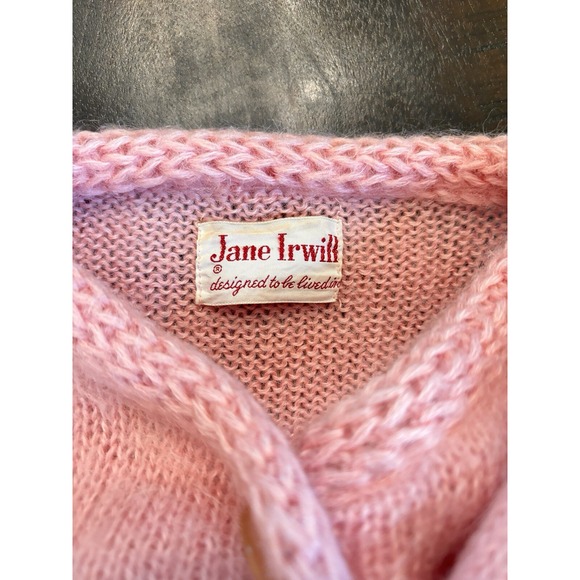 Vtg 60s Jane Irwill Womens Soft Pink Cardigan Sweater Preppy Size S Soft Girl - Picture 3 of 8